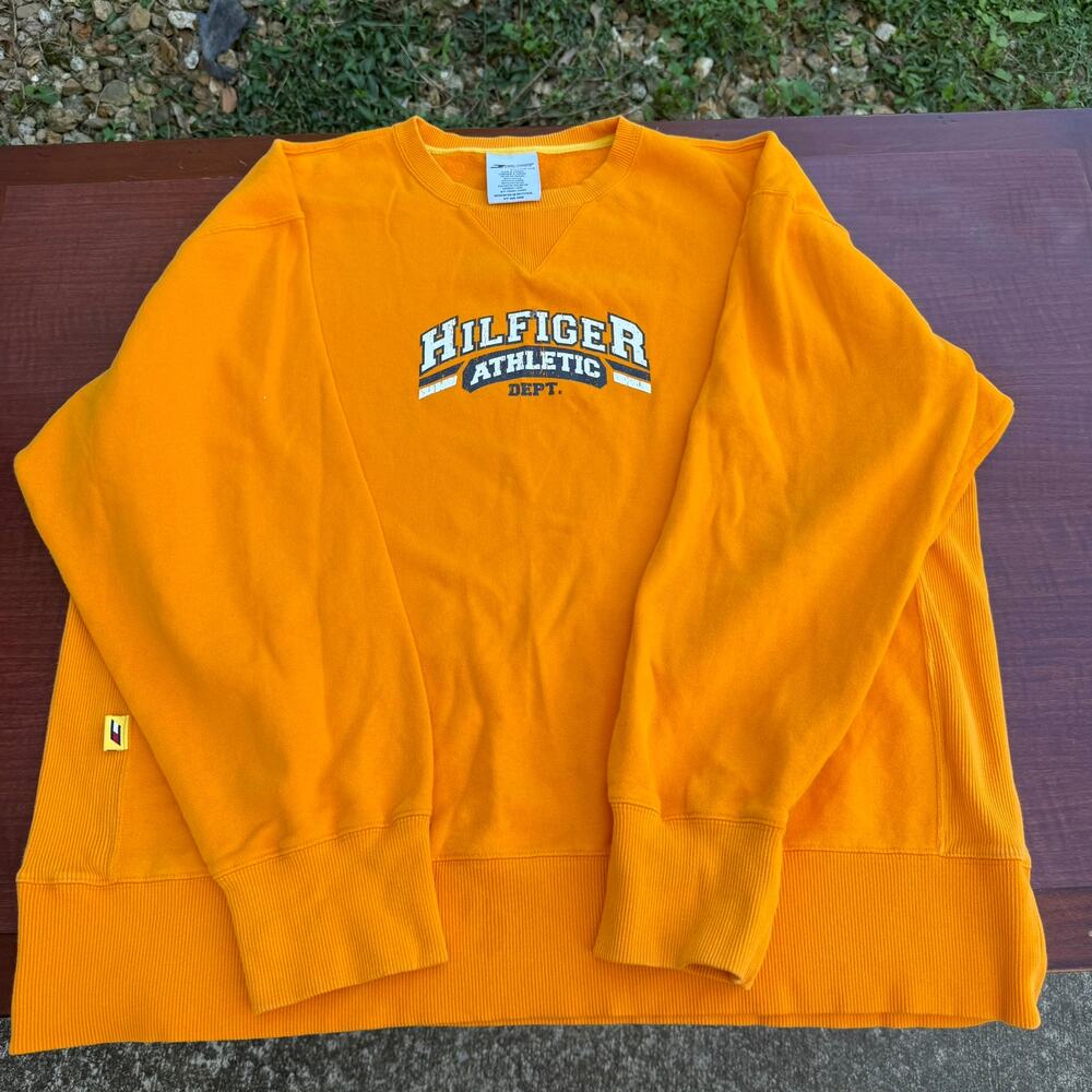 Tommy Hilfiger Sweatshirt Athletic Dept 90s Vintage Mens XXL Orange‎ Streetwear